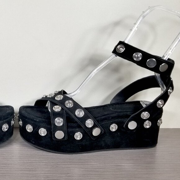 Alexander Wang Sandrah Studded Platform Sandal Black Suede Womens Size 10.5/40.5 - Picture 9 of 12